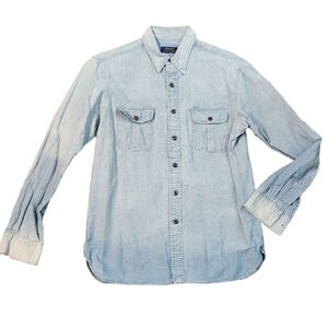 Polo Ralph Lauren Long Sleeve Blue Button-down Denim Shirt (M size M)